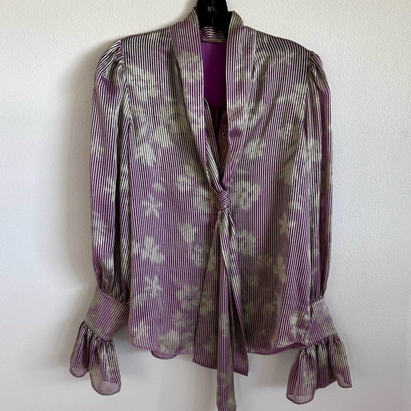 BNWOT $498 ALEXIS Tonal Floral FRANCISCA Blouse Lilac Sheen - Picture 15 of 16